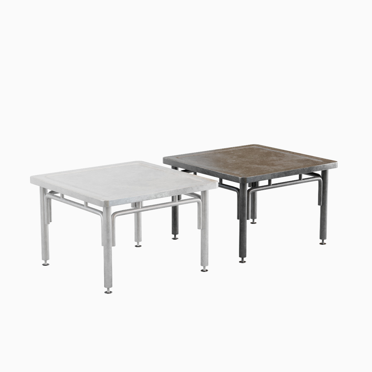 Steel Table Set Low-poly 3D model_8