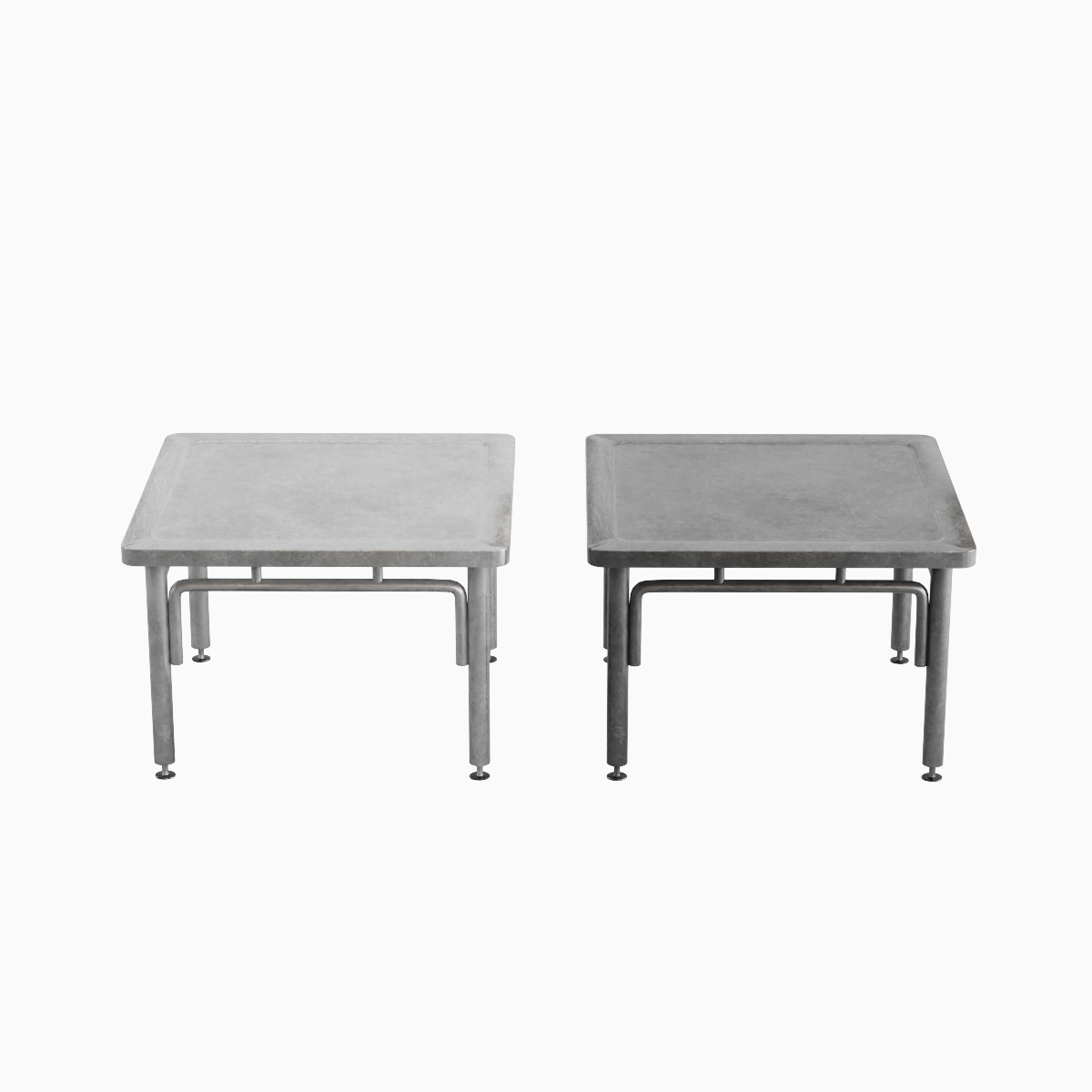 Steel Table Set Low-poly 3D model_1