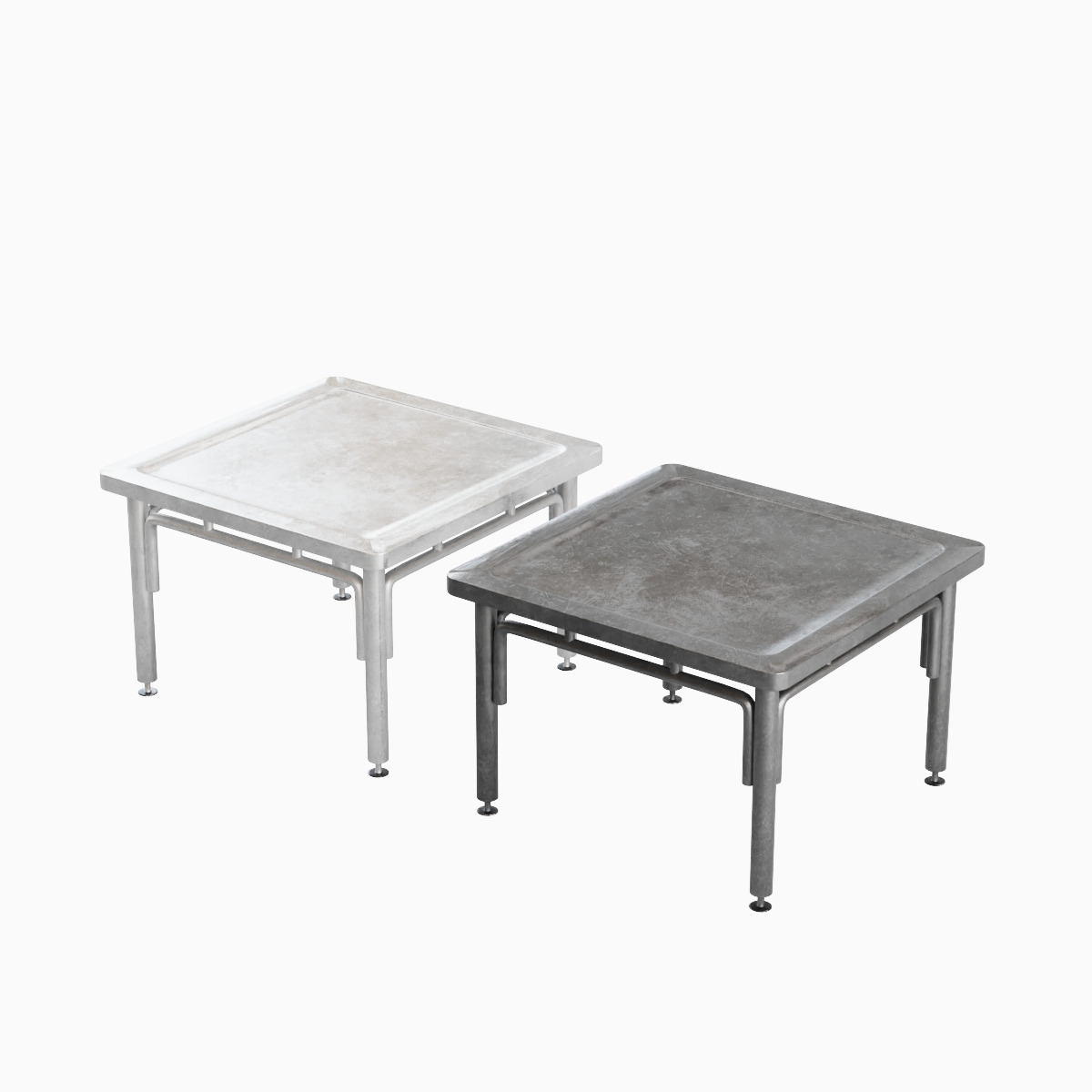 Steel Table Set Low-poly 3D model_12