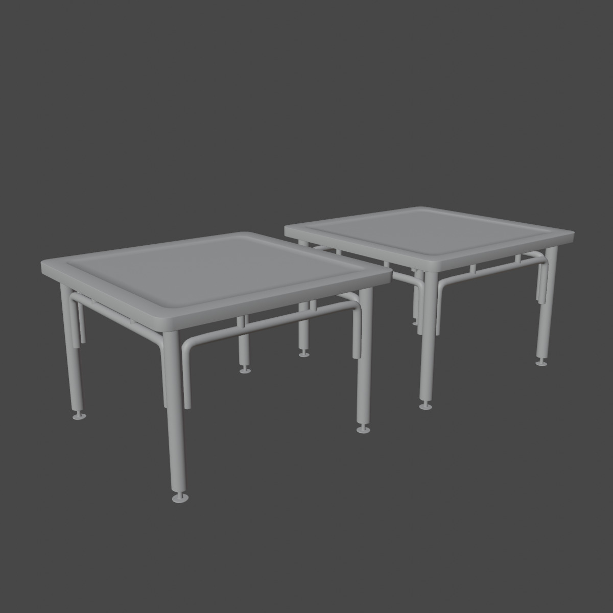 Steel Table Set Low-poly 3D model_13