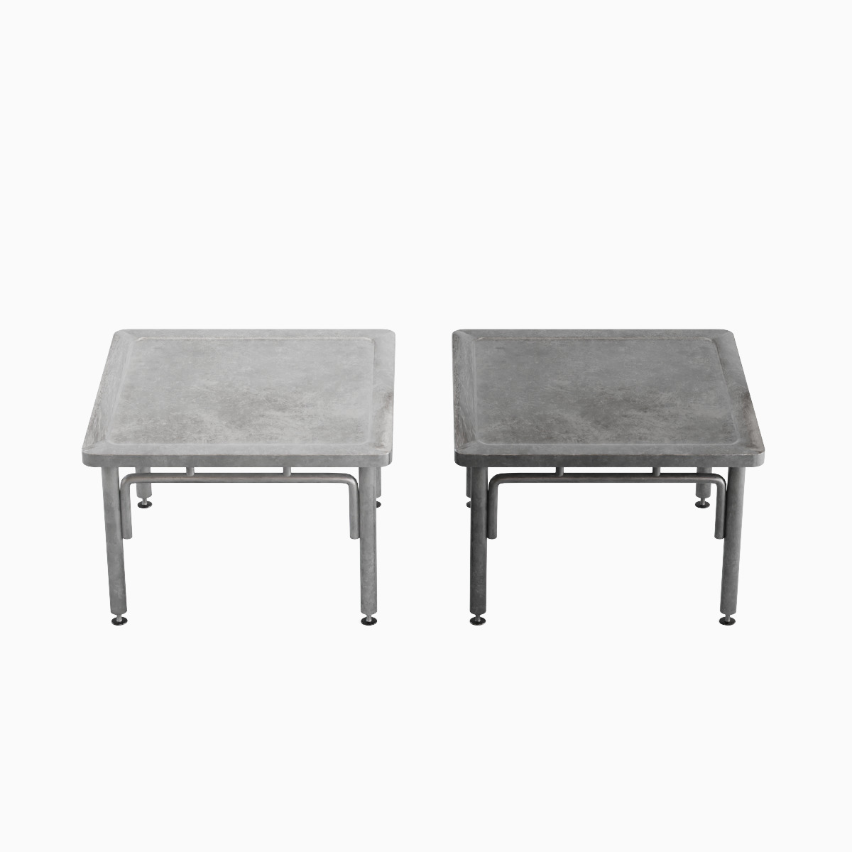 Steel Table Set Low-poly 3D model_4