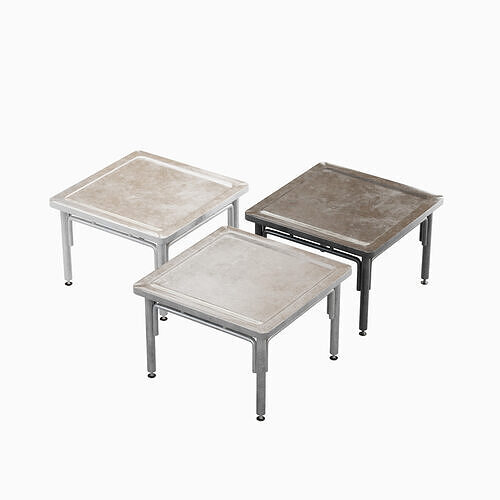 Steel Table Set Low-poly 3D model