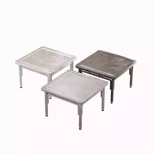 Steel Table Set Low-poly 3D model