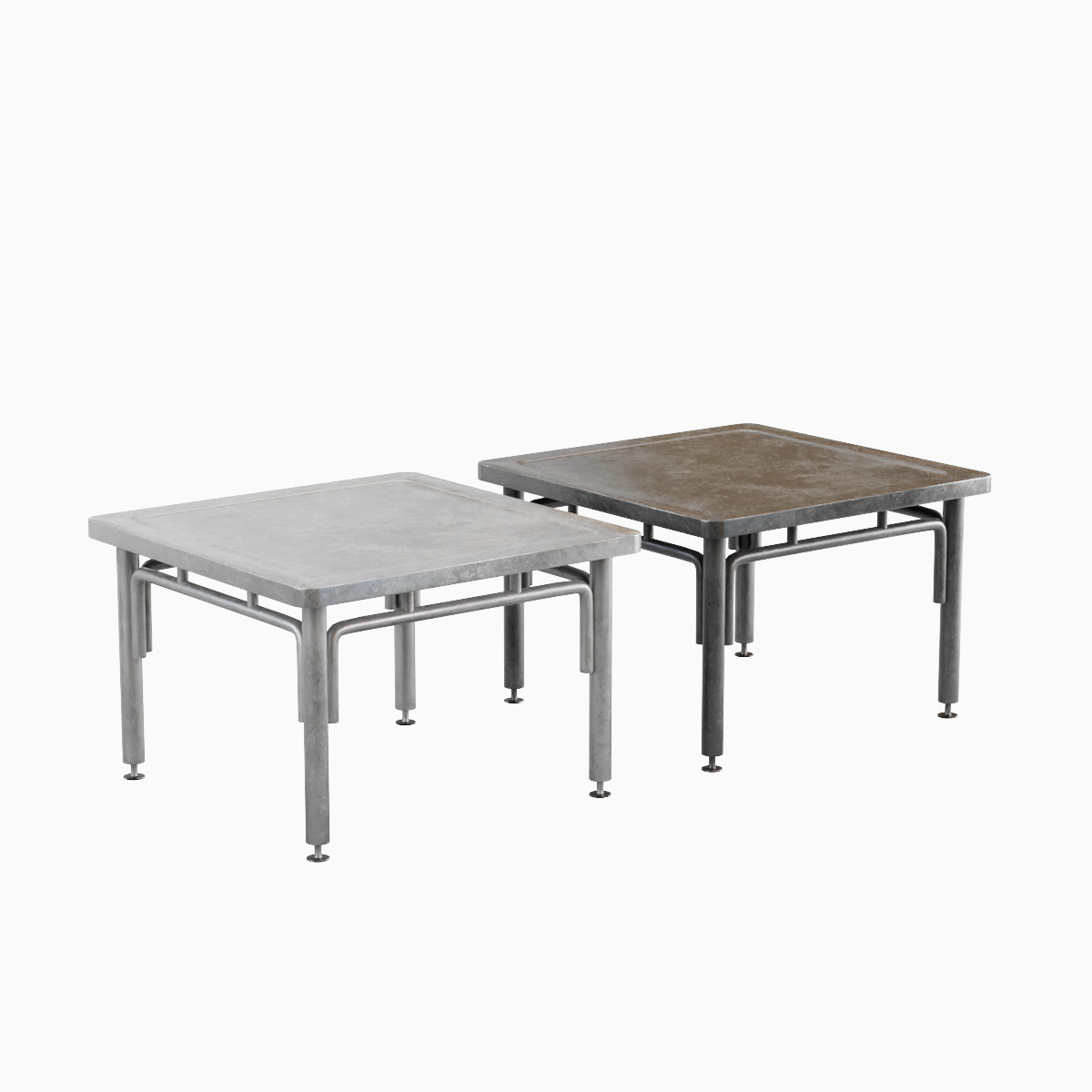 Steel Table Set Low-poly 3D model_2