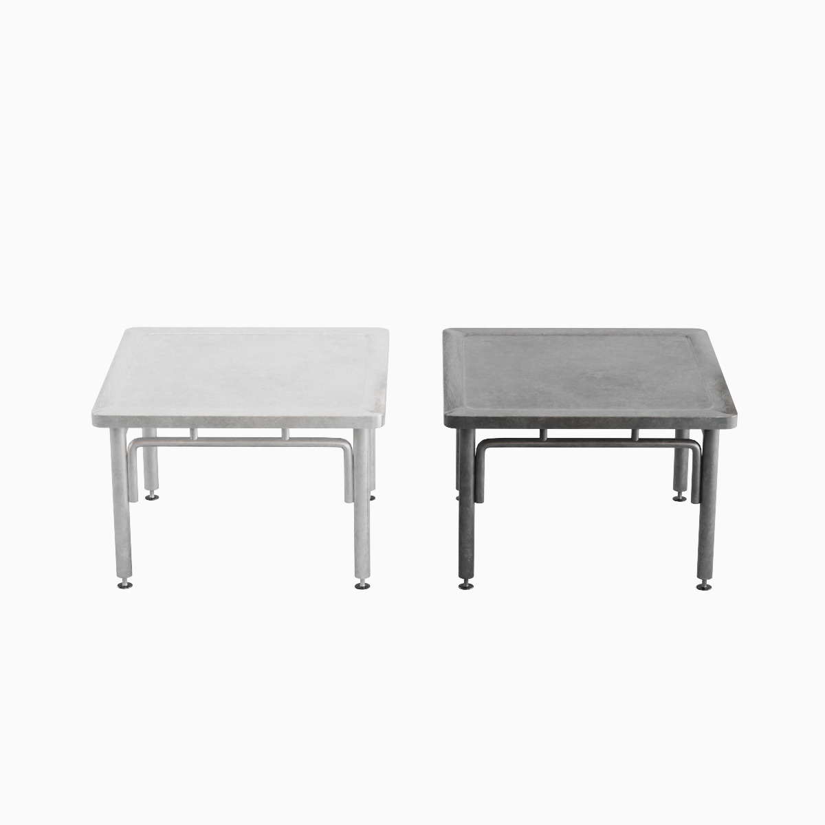Steel Table Set Low-poly 3D model_7