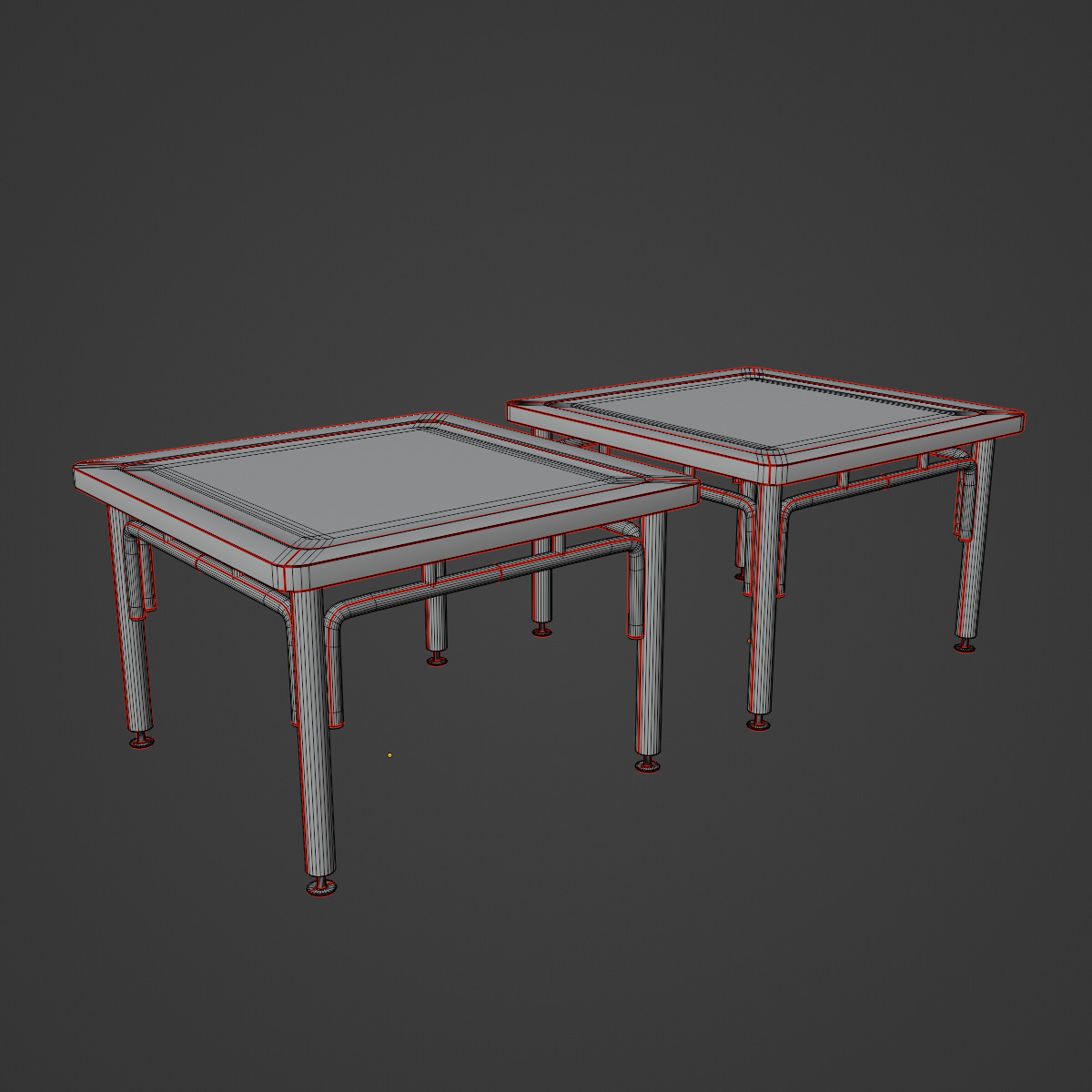 Steel Table Set Low-poly 3D model_14