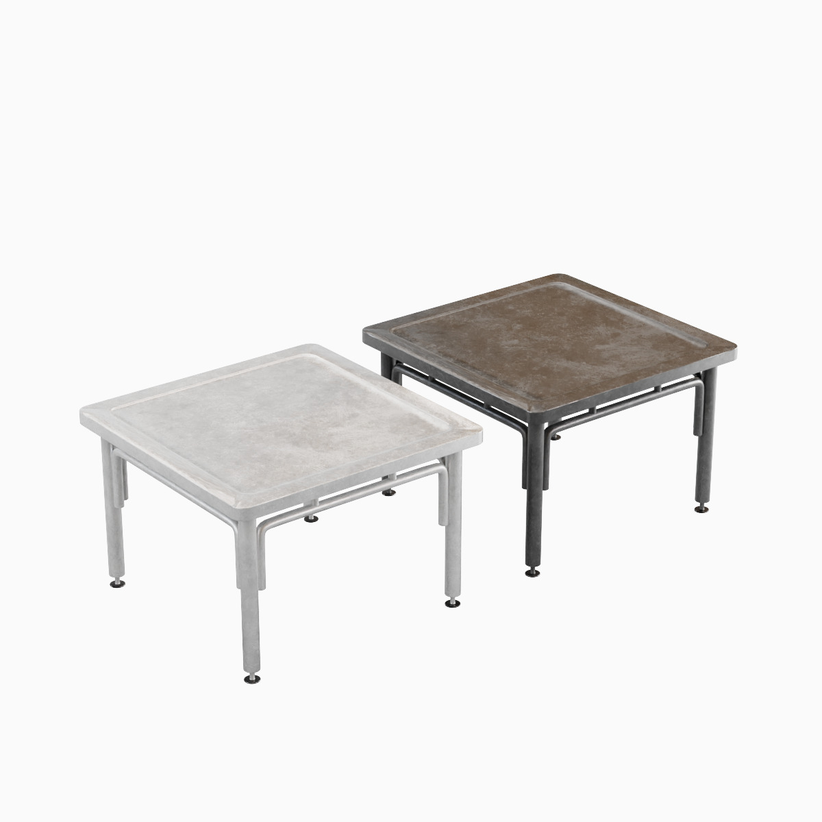 Steel Table Set Low-poly 3D model_11