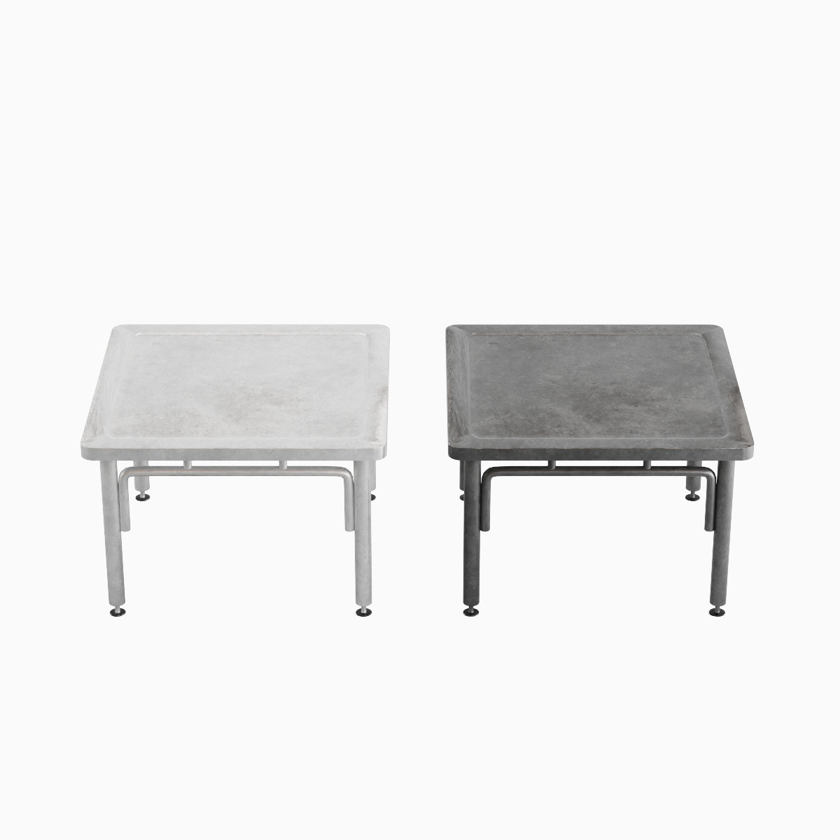 Steel Table Set Low-poly 3D model_10