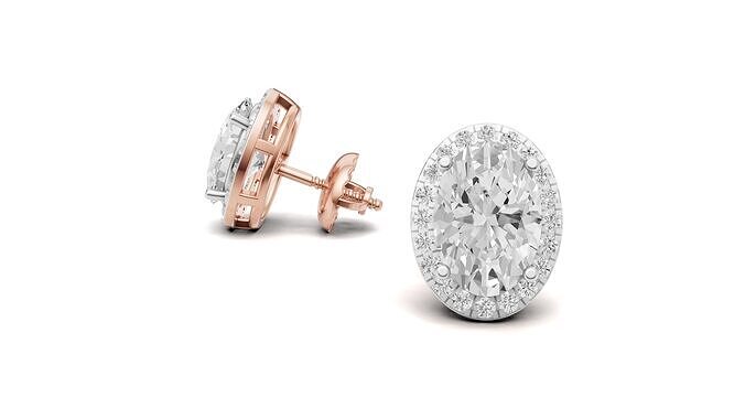 Oval Pointer Diamond Stud Earrings 3D print model
