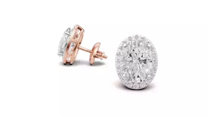 Oval Pointer Diamond Stud Earrings