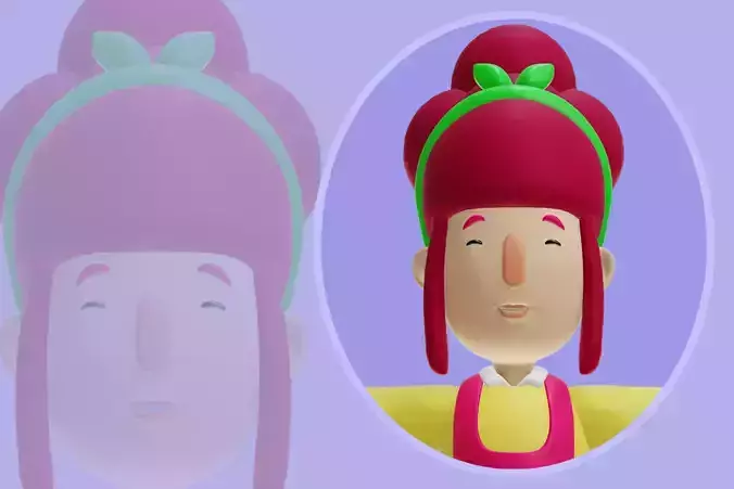 Stylized 3D Mother Character - Cartoon Housewife Woman