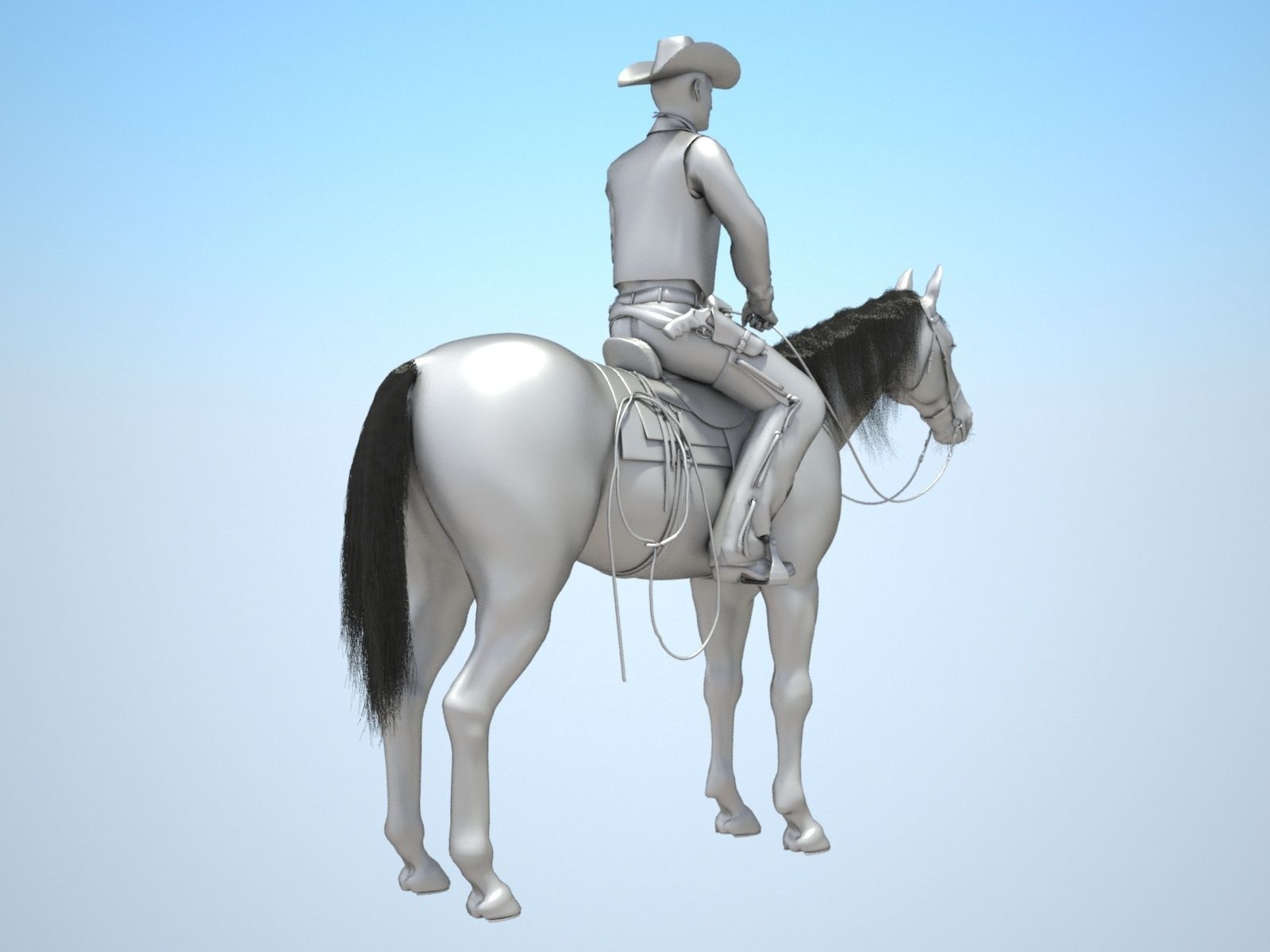 Cowboy on the Horse 3D model_14