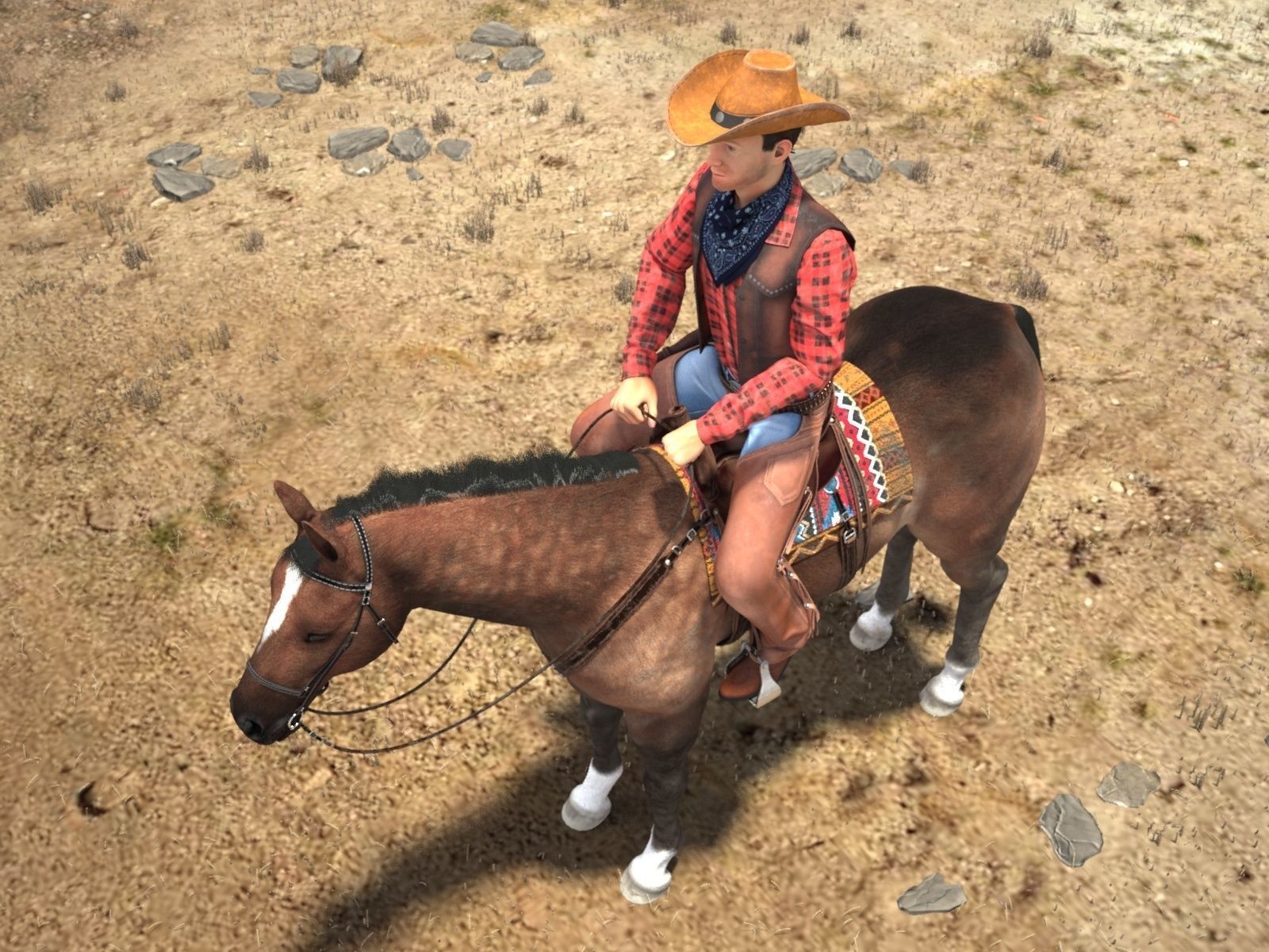 Cowboy on the Horse 3D model_8