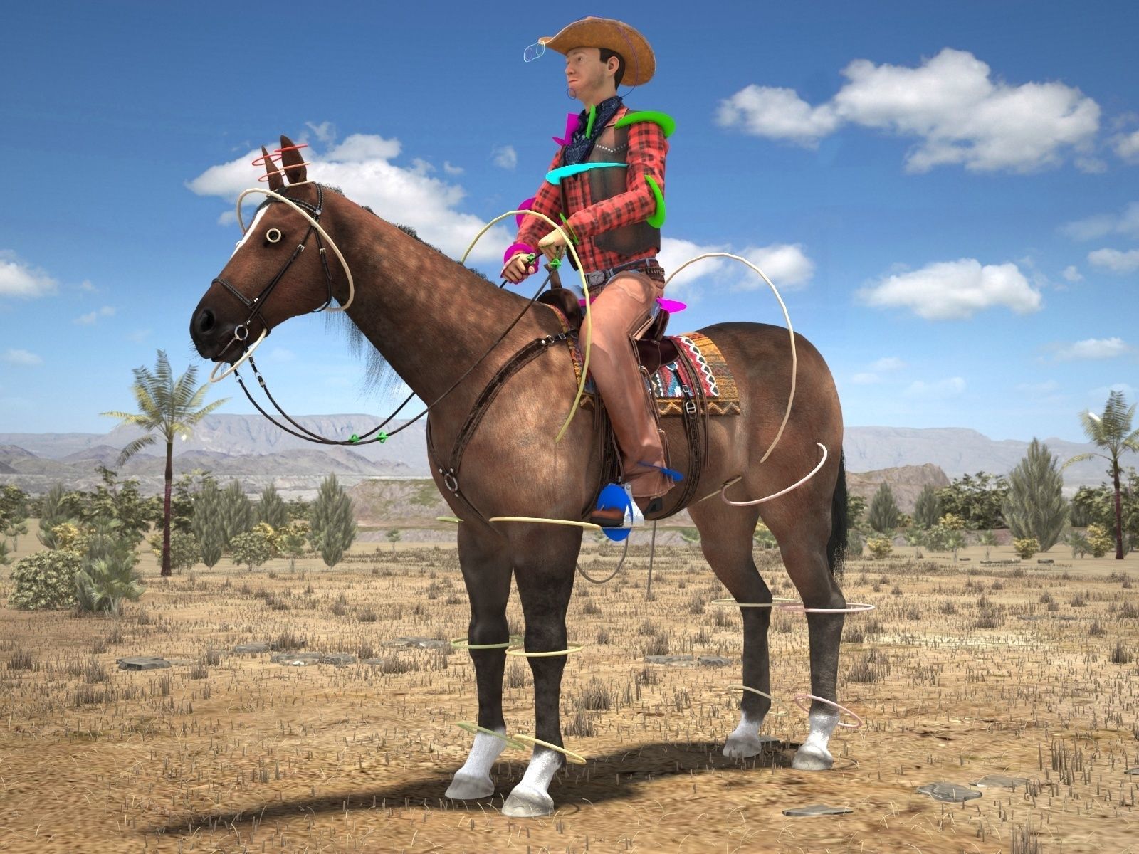 Cowboy on the Horse 3D model_7