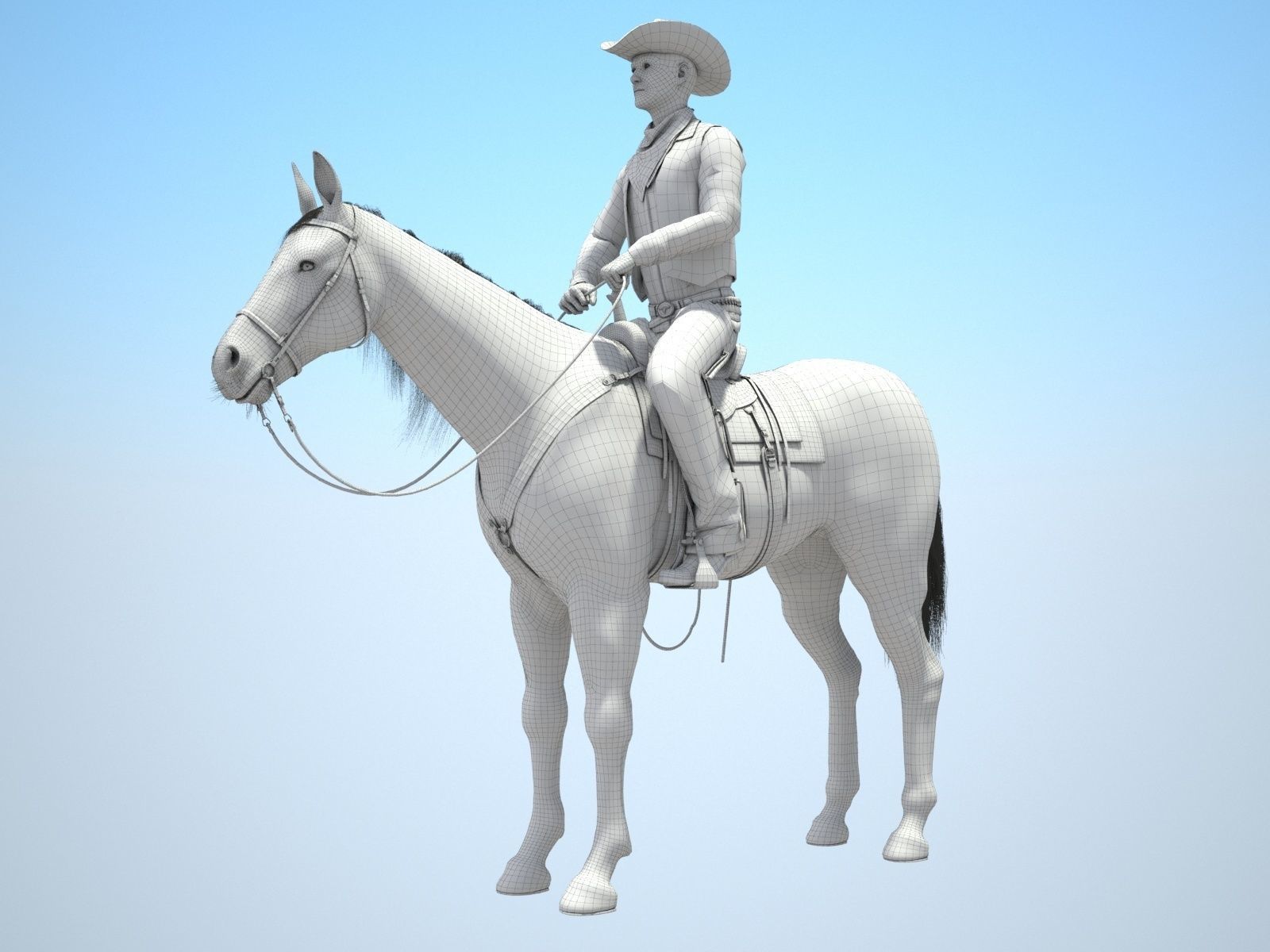 Cowboy on the Horse 3D model_15