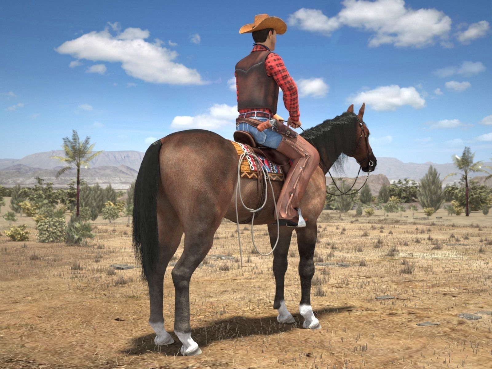 Cowboy on the Horse 3D model_2