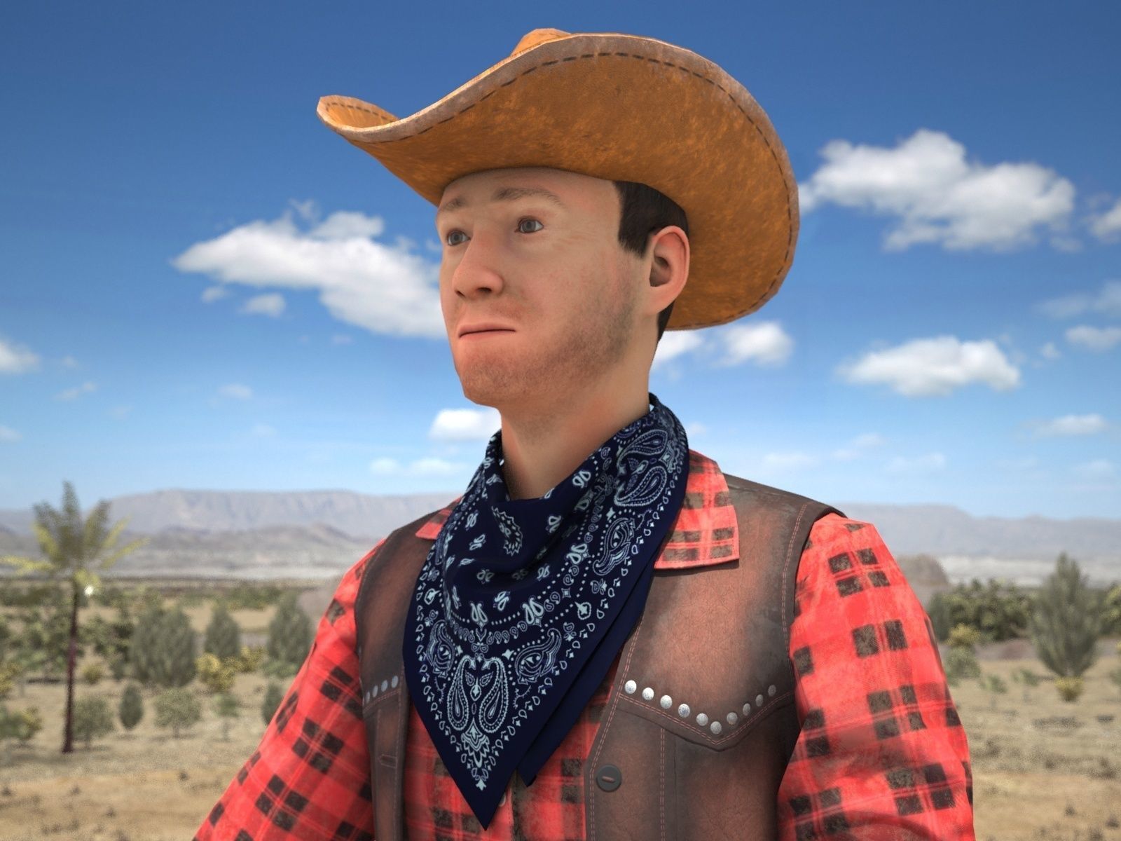 Cowboy on the Horse 3D model_5