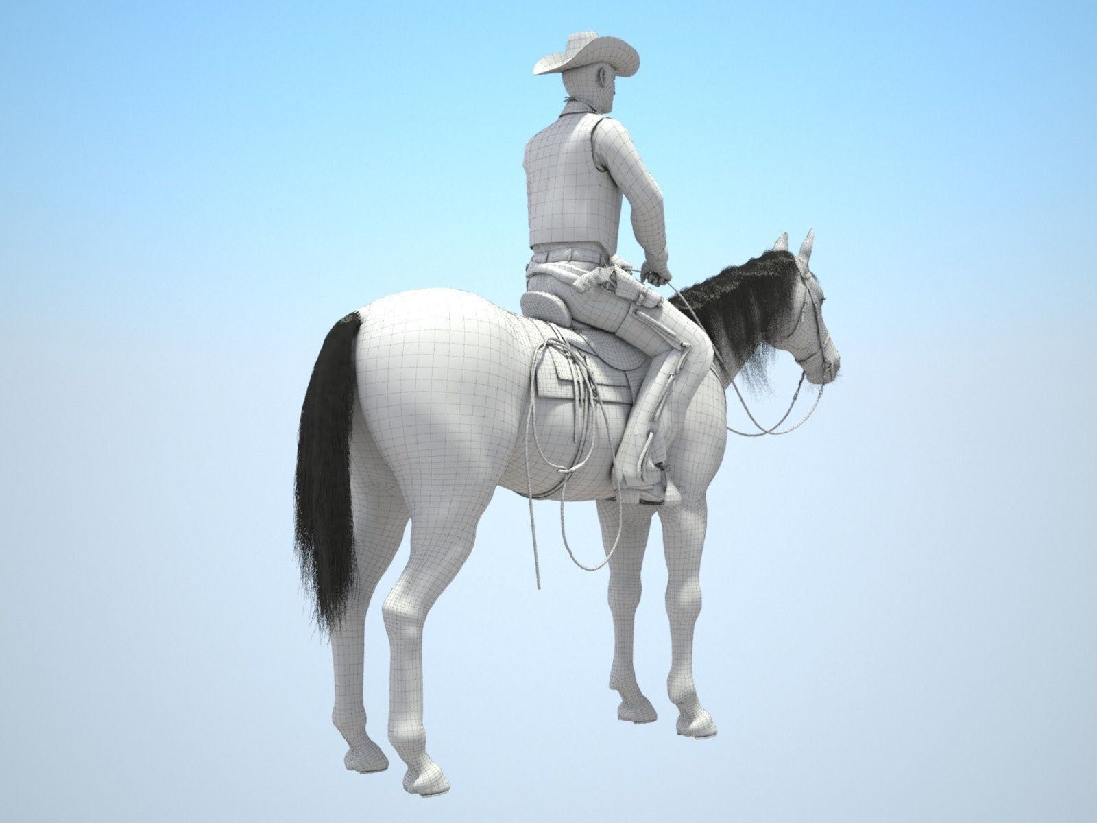Cowboy on the Horse 3D model_16