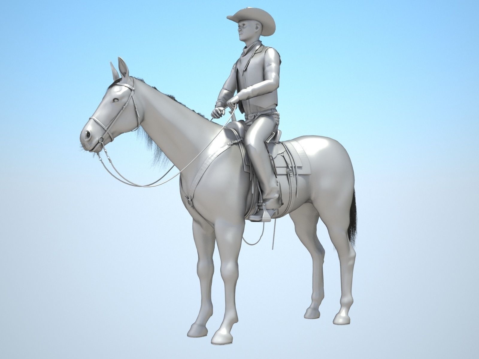 Cowboy on the Horse 3D model_9
