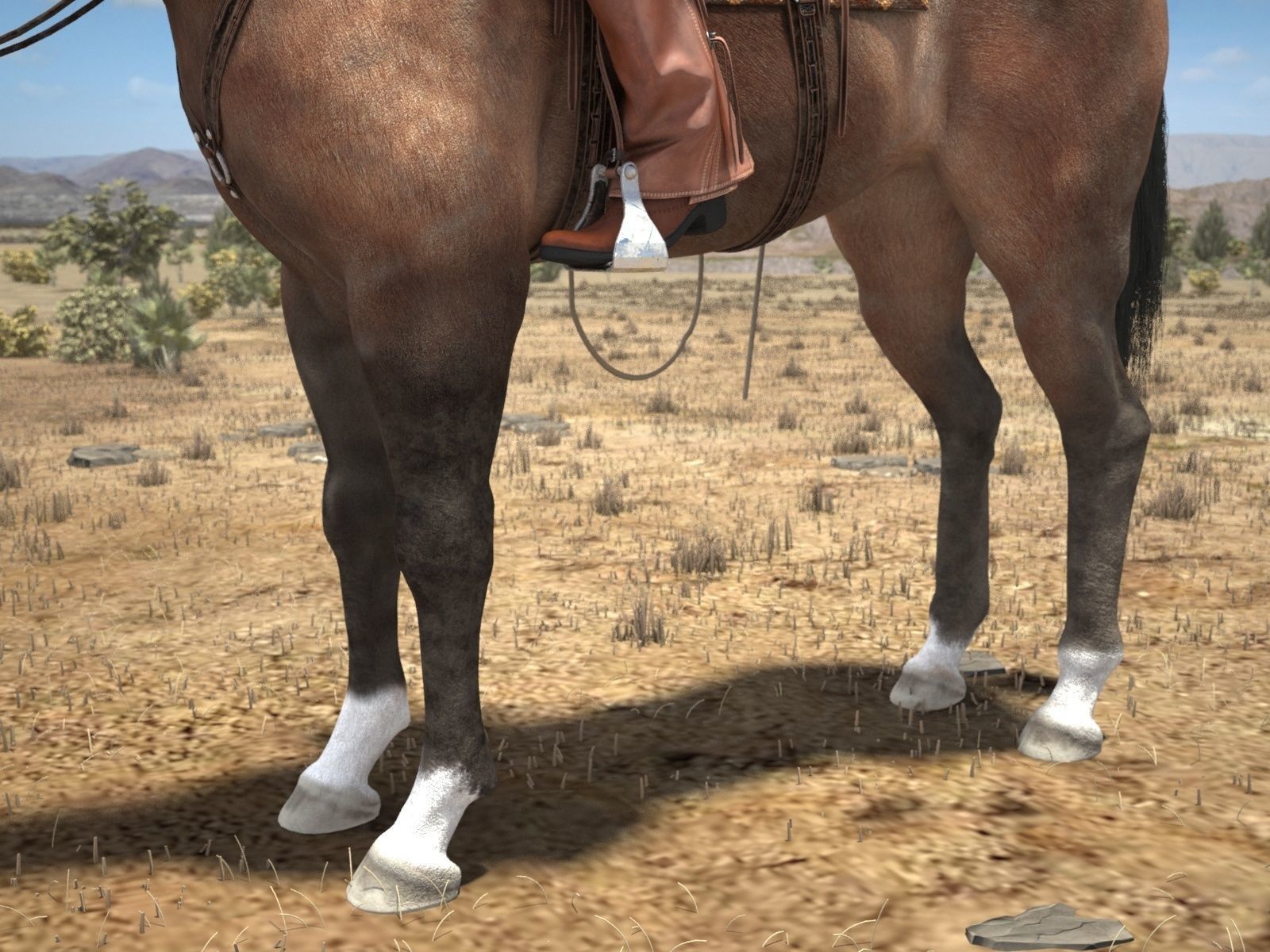 Cowboy on the Horse 3D model_4