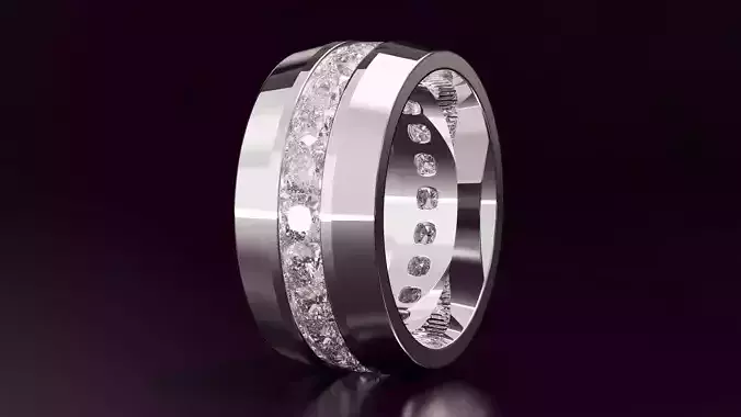 channel set cushion square eternity band N05 54EU size 3D print model