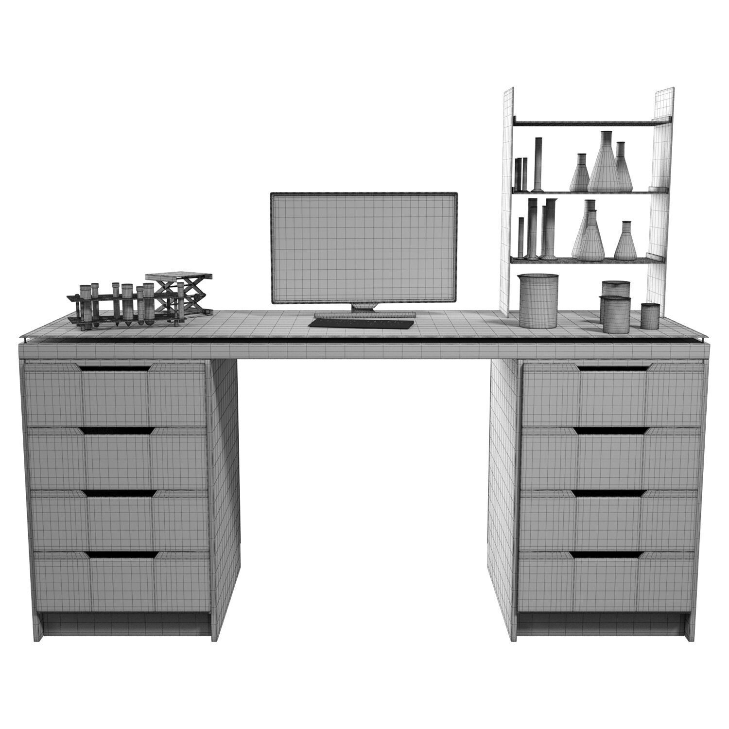 Laboratory Workplace Low-poly 3D model_6