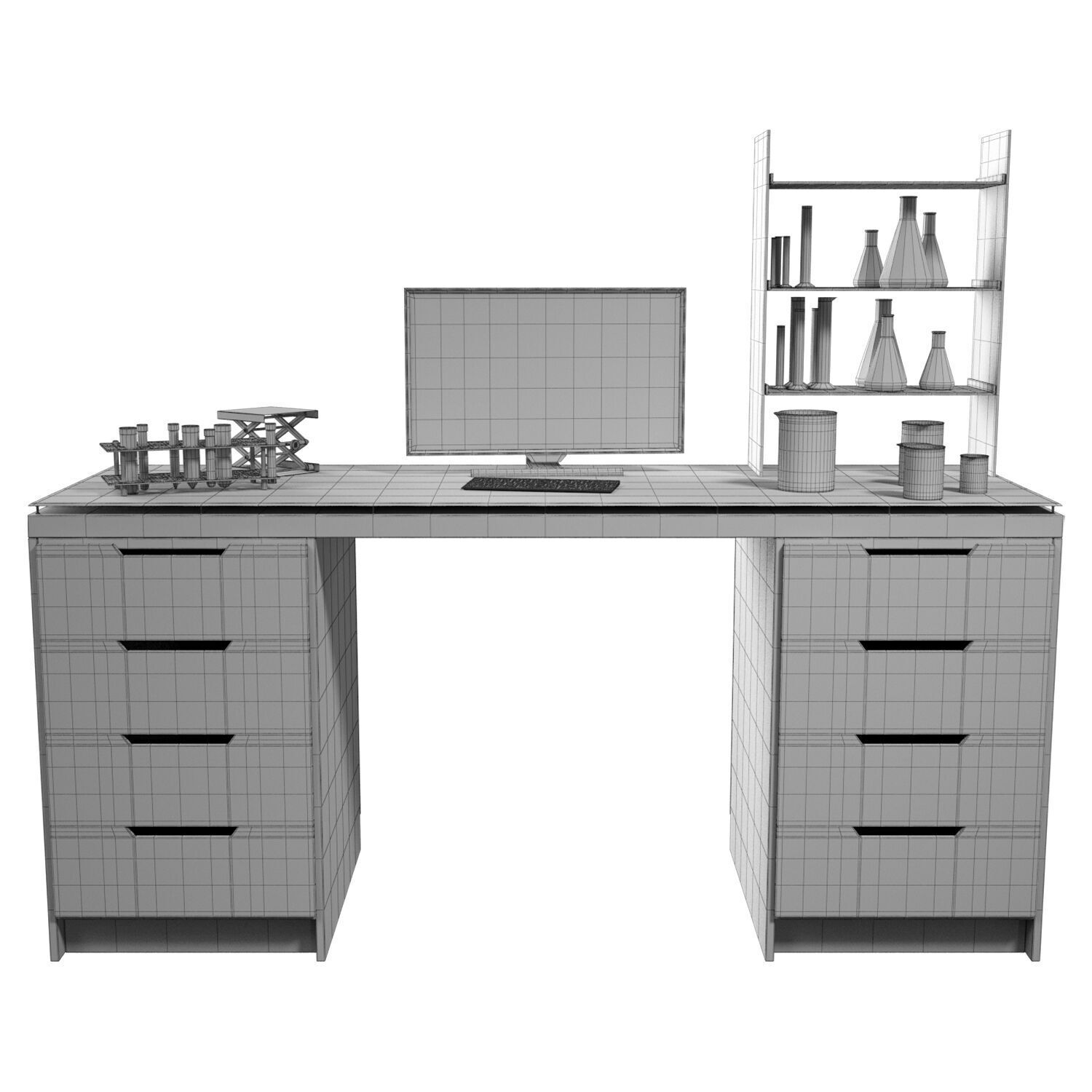 Laboratory Workplace Low-poly 3D model_5