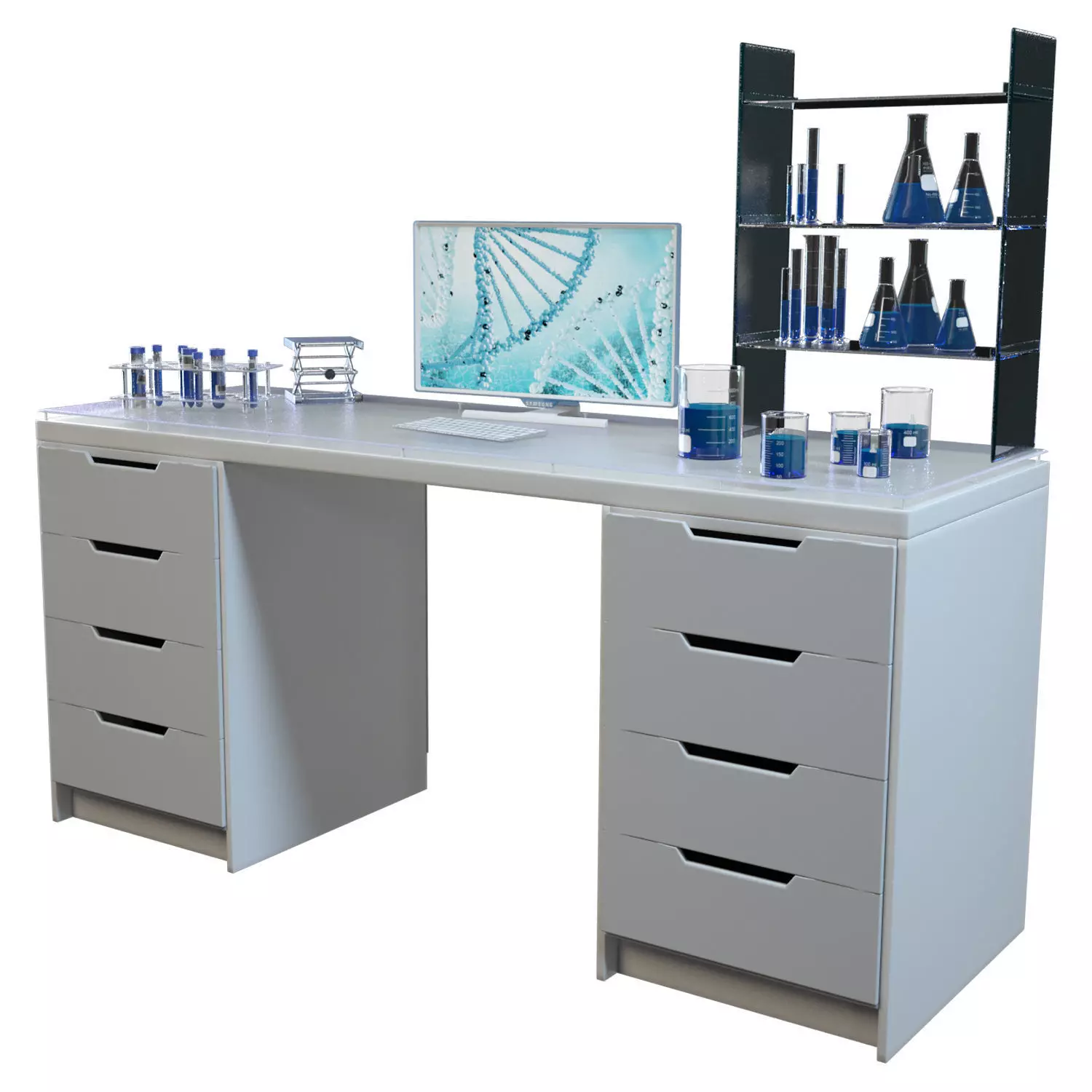 Laboratory Workplace Low-poly 3D model_0
