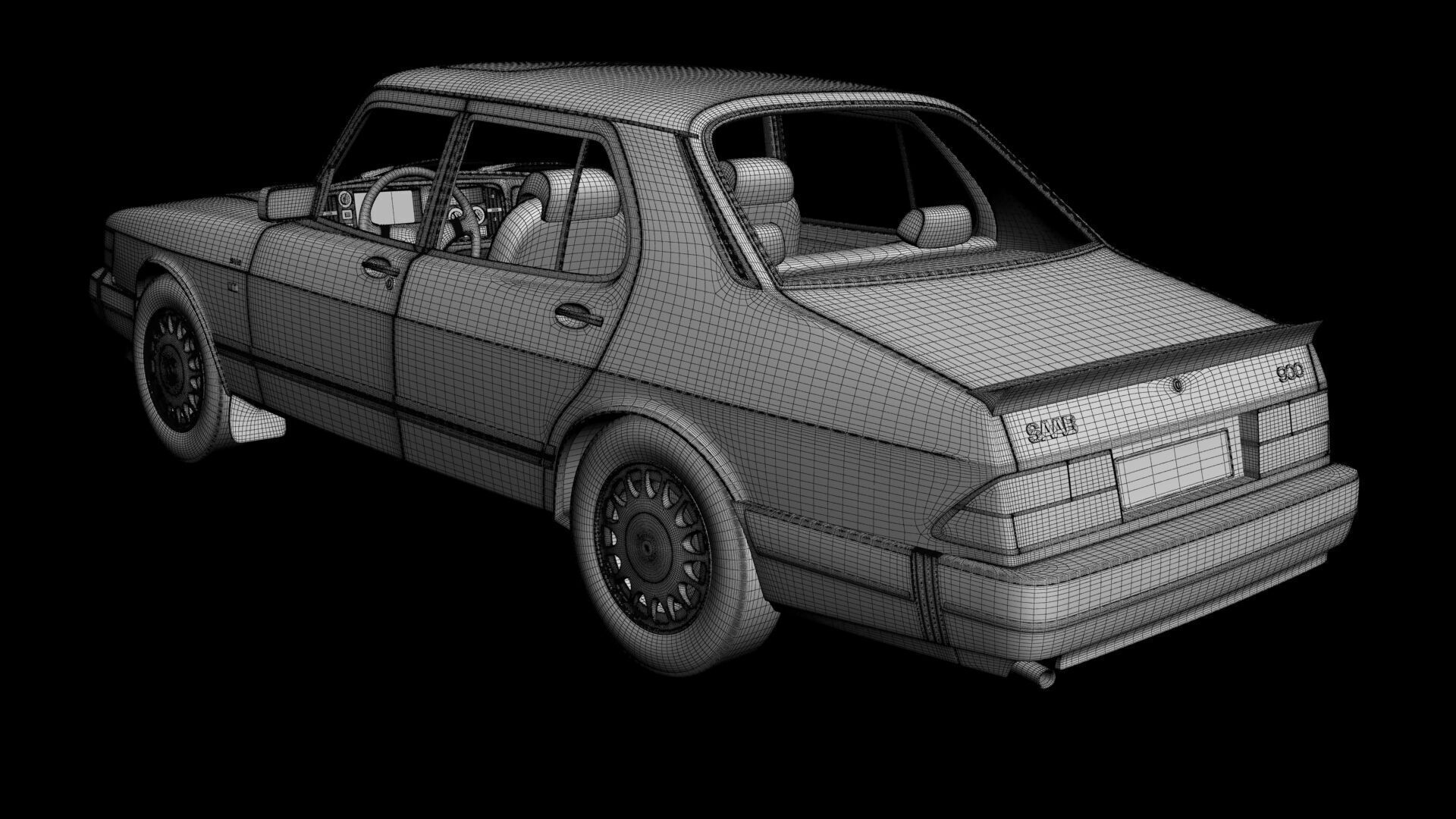 SAAB 900 4-door 3D model_16