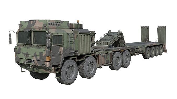 Rheinmetall HX81 Military Truck with Troller Low-poly 3D model