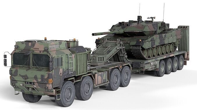 Rheinmetall HX81 Military Truck with Troller Tank Low-poly 3D model