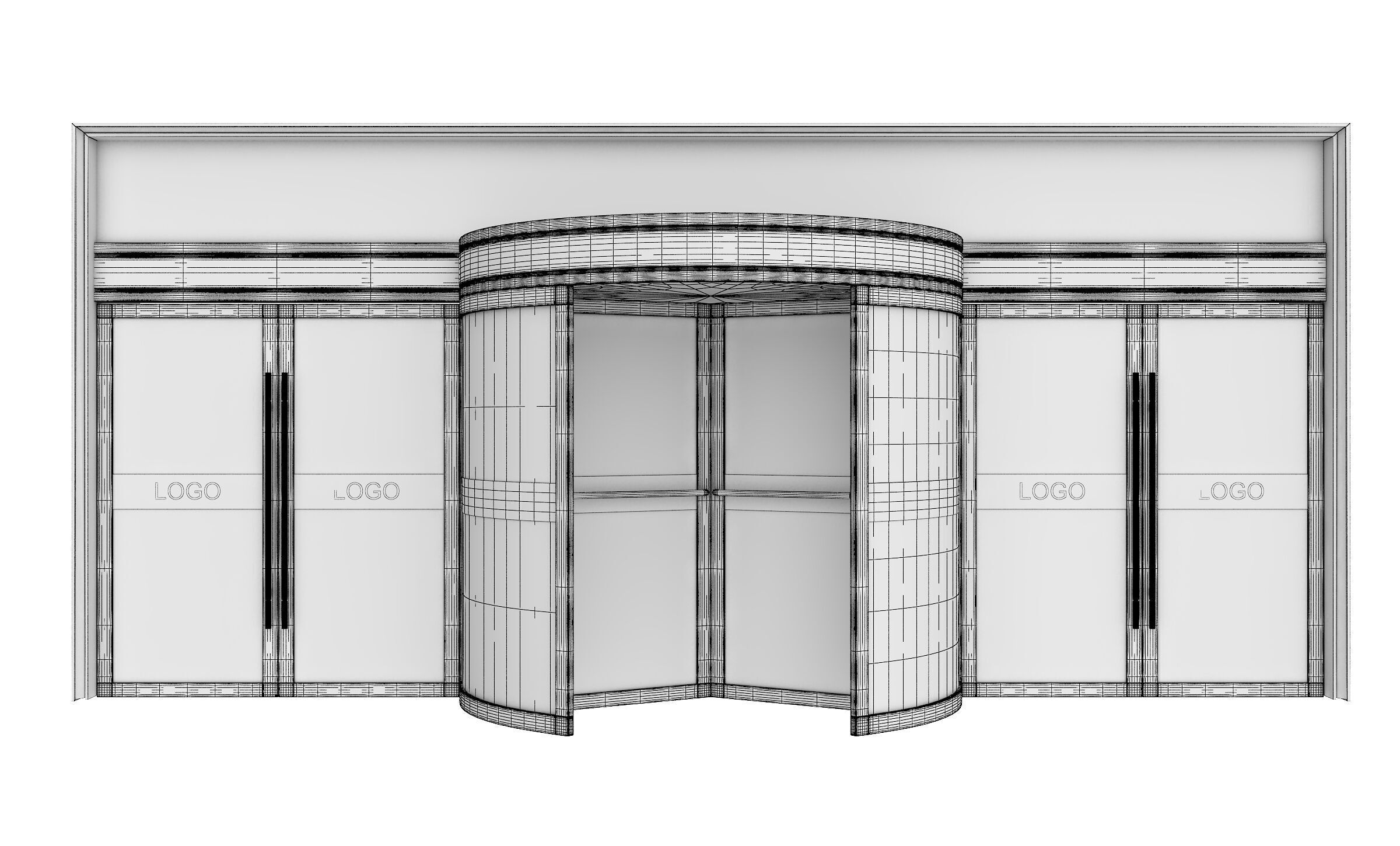 Revolving door Low-poly 3D model_9