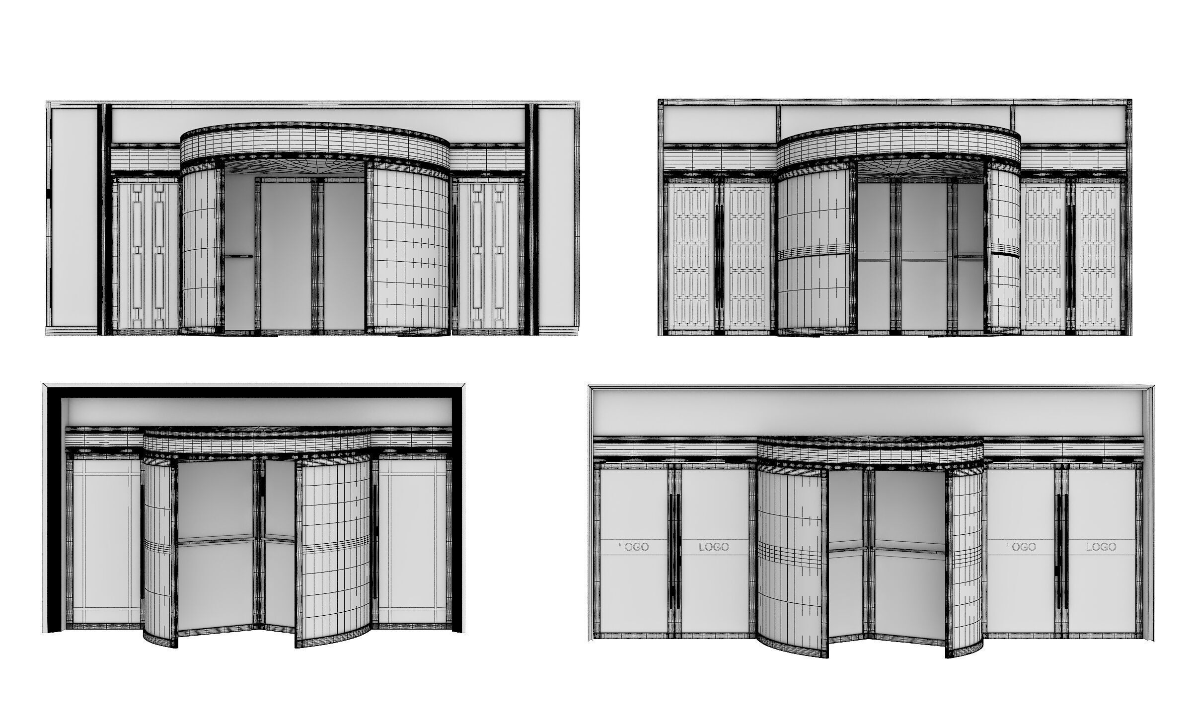 Revolving door Low-poly 3D model_7
