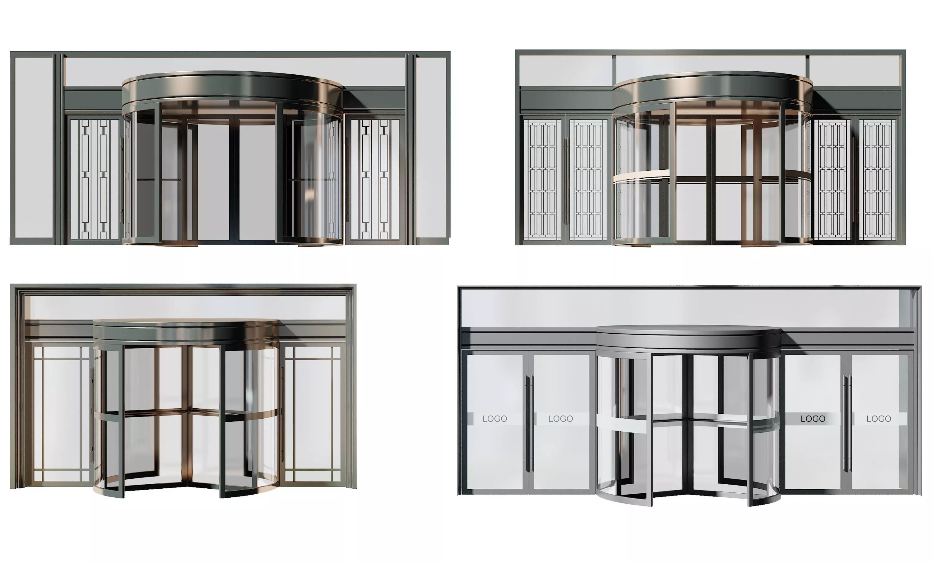 Revolving door Low-poly 3D model_0