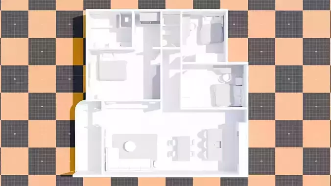 Low-Poly Interior Layout-Space Planning High Rise Apartment 
