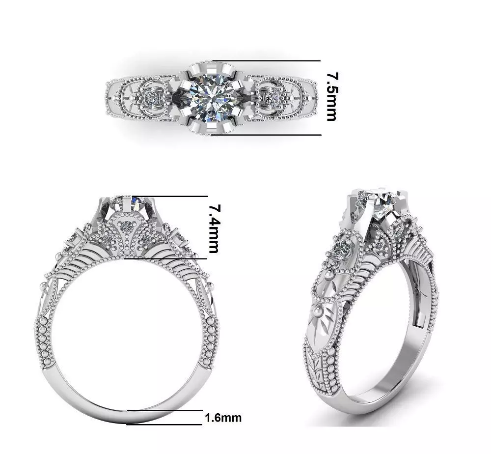 Antique Engagement ring stl 3D print model