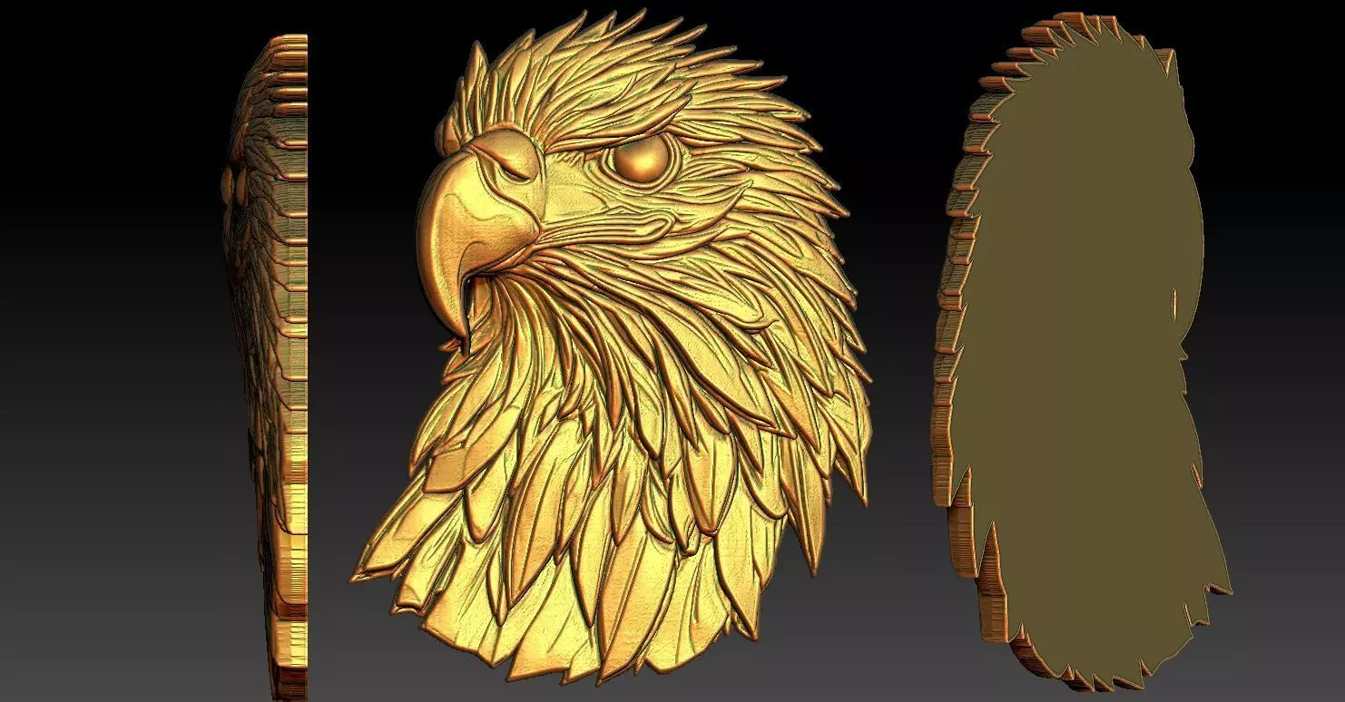 2 Head Eagle CNC Relief Model 3D print model_0