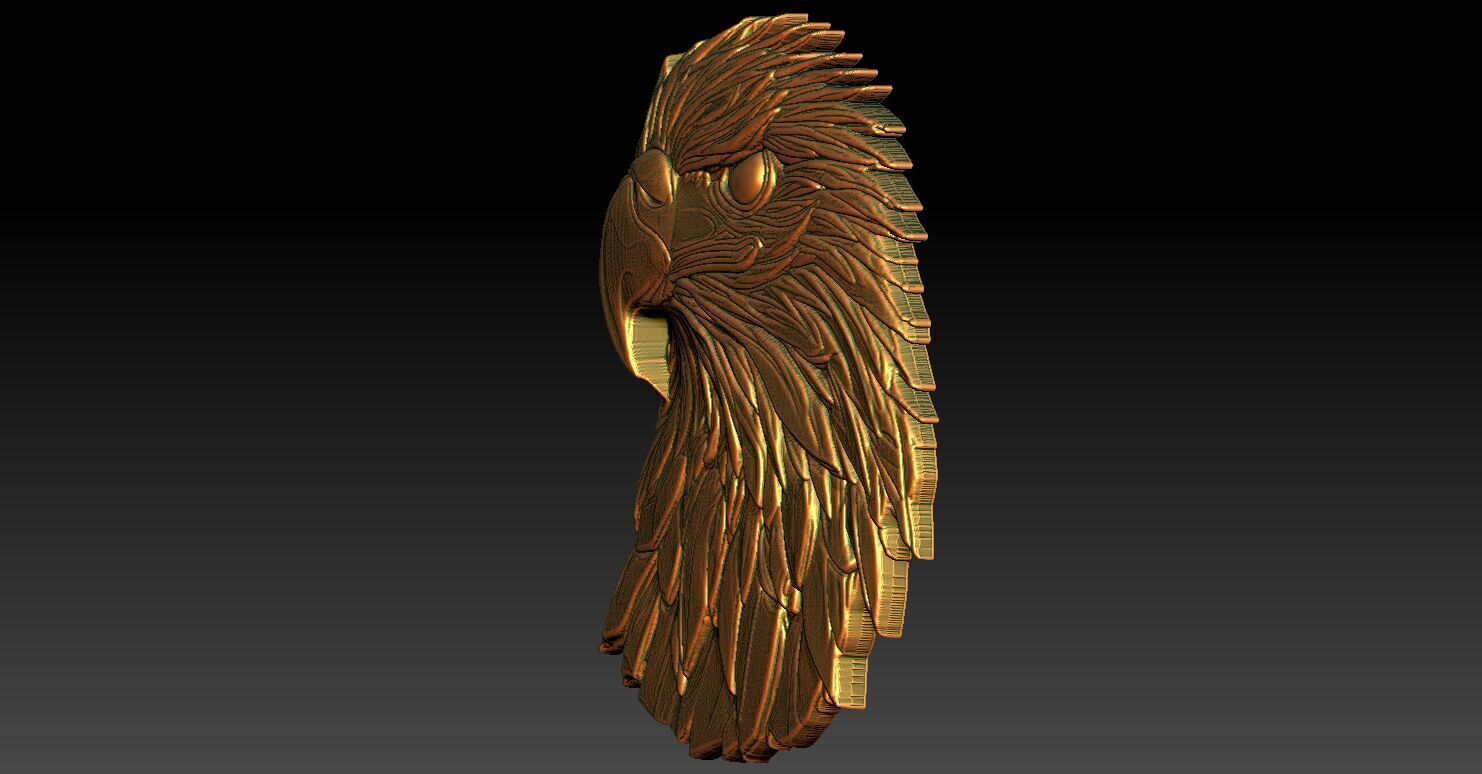 2 Head Eagle CNC Relief Model 3D print model_3