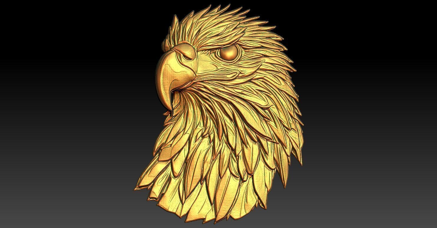 2 Head Eagle CNC Relief Model 3D print model_1