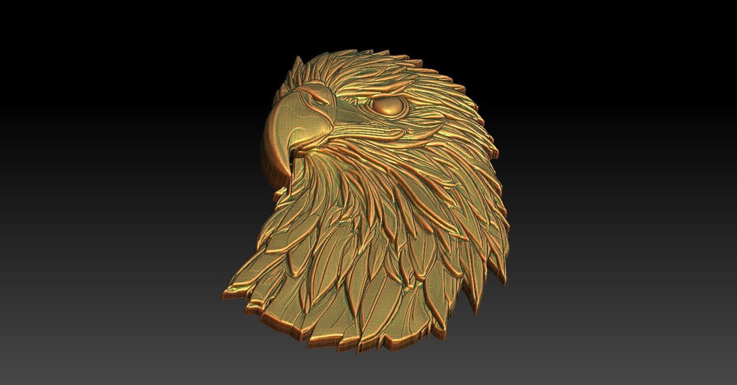 2 Head Eagle CNC Relief Model 3D print model_5