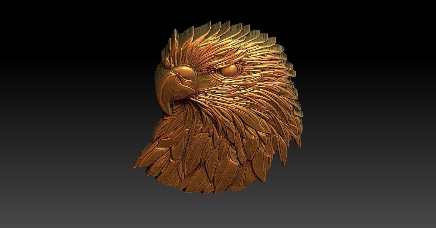 2 Head Eagle CNC Relief Model 3D print model_4