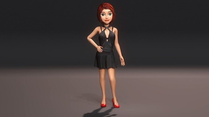 Toon Gril Low-poly 3D model