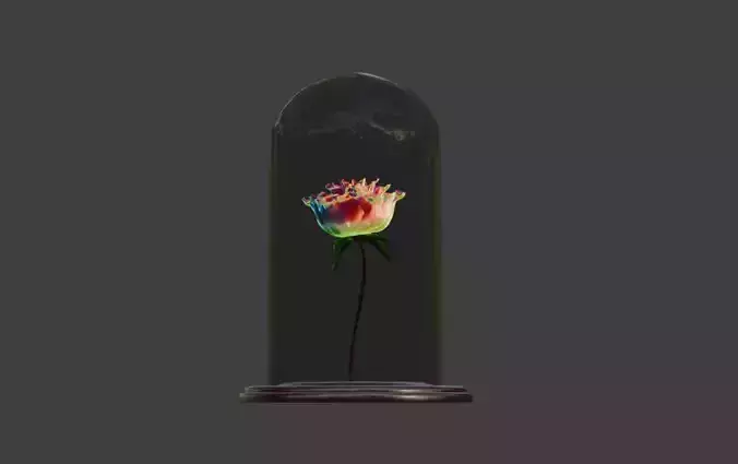 Stylized Rose in Glass Dome