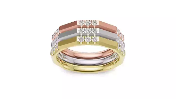 Three Tone Stackable Diamond Band