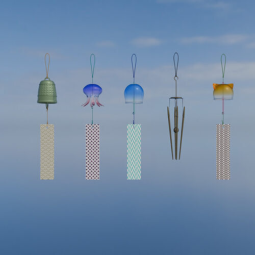 5 patterns of wind chimes 3D model