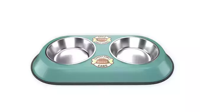 Dog Food and Water Bowl 03 Low-poly 3D model