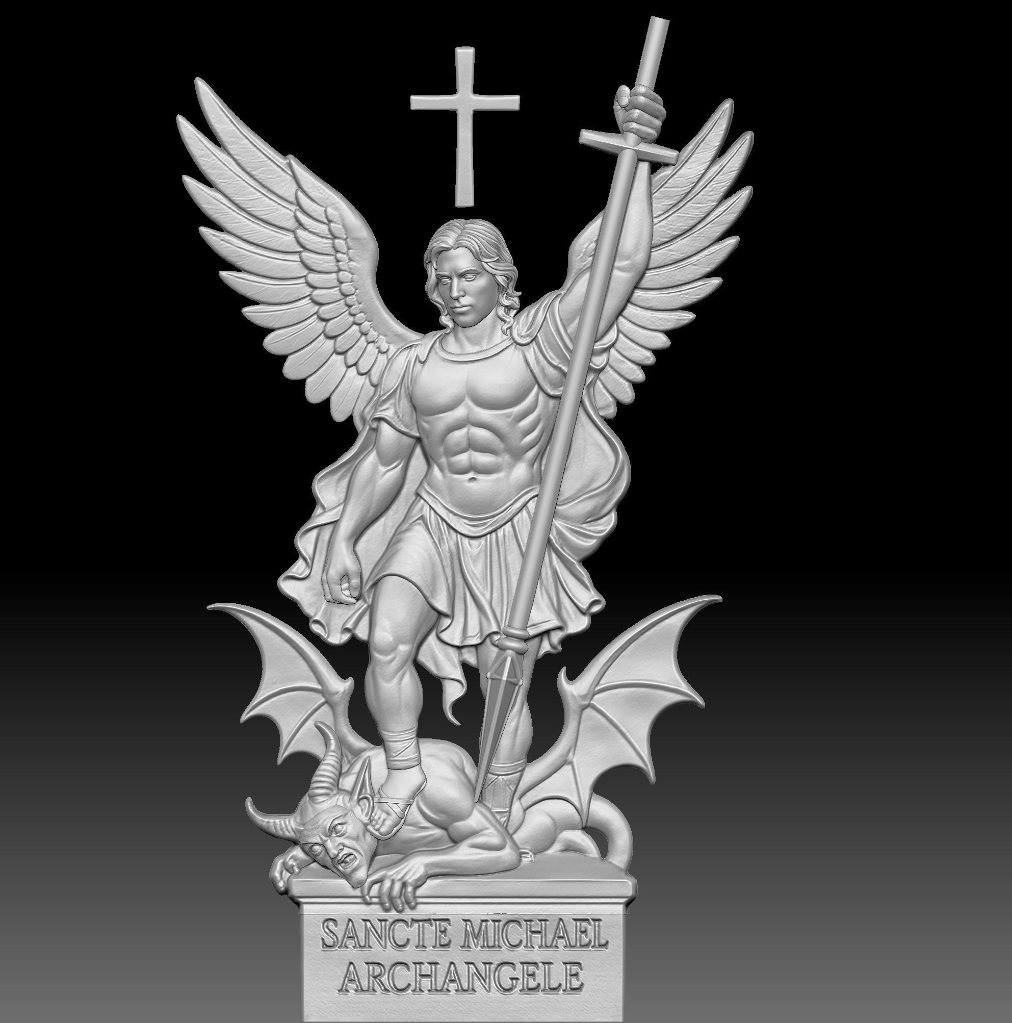 Archangel Michael Relief  3D print model_4