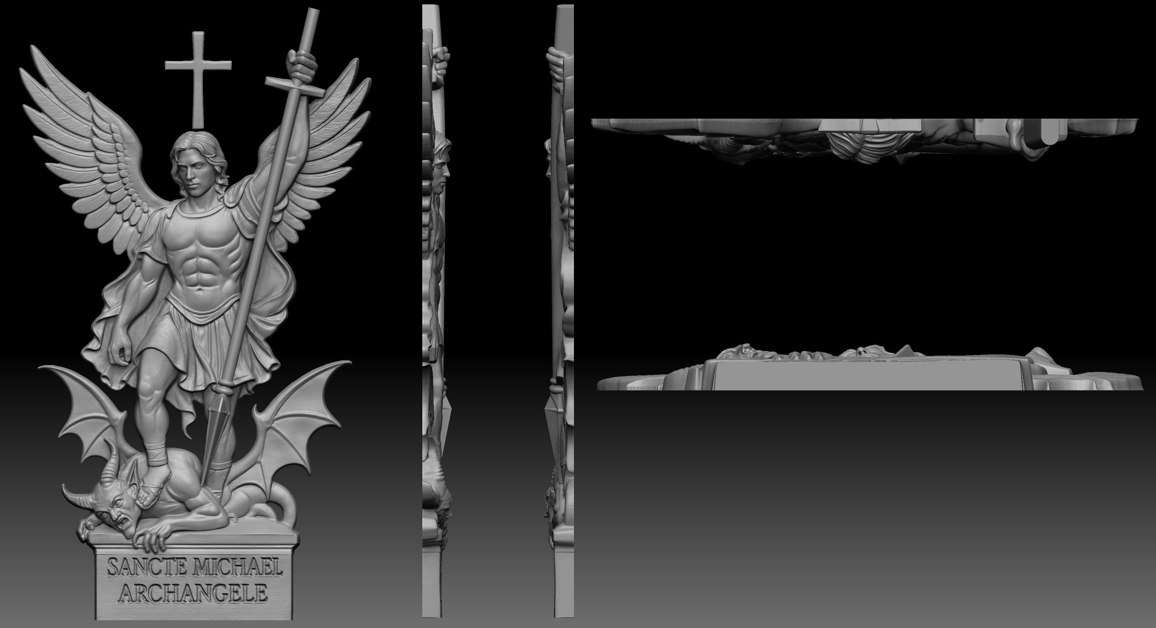 Archangel Michael Relief  3D print model_2