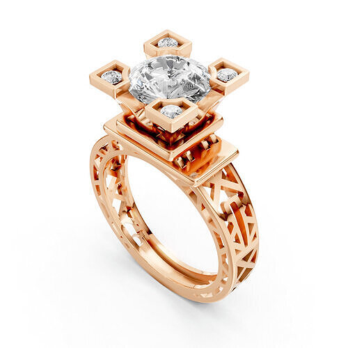 Luxury 2ct Eiffel Tower Engagement Ring 3D print model