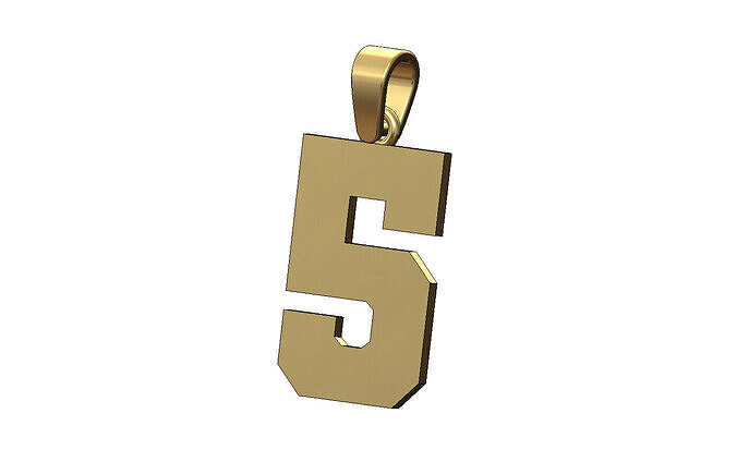Number 5 five varsity high school letterman pendant charm 3D print model